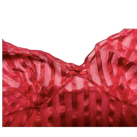 VTG 80s Red Gold Shimmer Sleeveless Sheer Bodysuit Teddy Negligee Women’s M - Picture 5 of 10